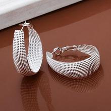 1 Pair Women's Fashion Korean Style Enclosure Hoop Earrings Silver Plated Jewelry hot 2024 - buy cheap
