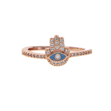 Rose gold color tiny cute lovely hamsa hand fatima's hand charm sweet turkish jewelry finger rings engagement ring for women 2024 - buy cheap