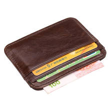 New Arrival Vintage Men's Genuine Leather Credit Card Holder Small Wallet Money Bag ID Card Case Mini Purse For Male 2024 - buy cheap
