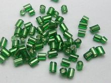 5000 Glass Tube Bugle Seed Beads 2X2mm Green Silver-Lined + Storage Box 2024 - buy cheap