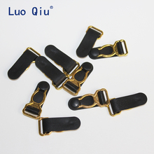 Luo Qiu Roupas clips de Vestuário acessórios Costura Suprimentos 30 pçs/lote suspender clipes de Metal ouro + preto PP 1.2 centímetros Liga clipe 2024 - compre barato