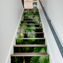 Folha de palmeira floresta tropical escada adesivo sala estar adesivos parede paisagem criativa fundo papel decoração da sua casa 2024 - compre barato
