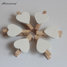 10 - White Heart Mini Clothespins - Decorative Small Wooden Craft Pegs - For Favor Bag - Wedding Day embellishments 2024 - buy cheap