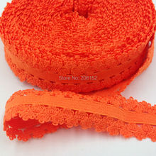 10yards/Lot 7/8" Frilly Edged Elastic Lace Picot Trim FOE Elastic for DIY Headwear Hair Accessories L23 Orange 2024 - buy cheap