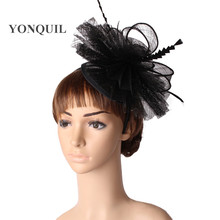 Women Sinamay Fascinator Headpiece Feather Wedding Headwear Race Hair Accessories Millinery Ladies Church Hair Clips MYQ116 2024 - buy cheap