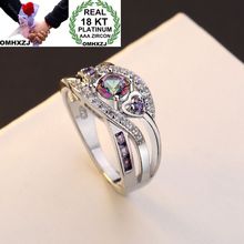 OMHXZJ Wholesale European Fashion Woman Man Party Wedding Gift Colorful Amethyst AAA Zircon 18KT White Gold Ring RR608 2024 - buy cheap