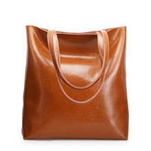 Cowhide Women's Bag Fashion Designer Lady Tote Bags Female Large Capacity Shopping Handbag Oil-Wax Calfskin Shoulder Bag 2024 - buy cheap