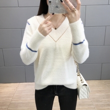 Korean women sweater Women's sweaters and pullovers 2019 long sleeve jumper sweater cropped sweater knitting Imitation mink 2024 - buy cheap