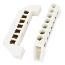 2 Pcs 7 Holes Ground Wire Row Copper Tone Screw Terminal Block White 2024 - buy cheap