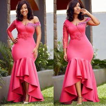 African Mermaid Bridesmaid Dresses Long 2020 Single Long Sleeves Pink Wedding Guest Maid Of Honor Dress Party For Women 2024 - buy cheap