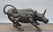 Free shipping S00084   30"china bronze wealth money coin Wall Street Bullfight Bull Ox Oxen rich statue 2024 - buy cheap