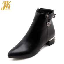 Buy Jk Square Heels Women Boots Pu Zip Autumn Ladies Shoes High Neck Pointed Toe Footwear 19 New Ankle Boot Big Size 32 48 Black In The Online Store Jed Kara J K