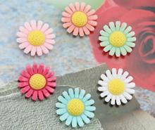200pcs decoden daisy mum sunflower Resin Flower Cabochons cab 23mm mixed colors for cell phone decor,jewelry sets- 2 tones 2024 - buy cheap