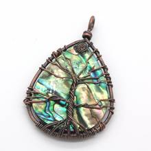 xinshangmie Natural Handmade Copper Wire Winding Tree of Life Abalone Shell Water Drop Pendant Fashion Jewelry 2024 - buy cheap