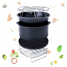 Juego de accesorios de cocina para freidora de aire, Set de 5 uds, de acero inoxidable, negro y plateado 2024 - compra barato