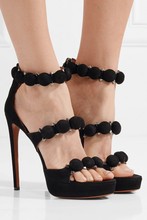 Moraima Snc Sexy Open Toe Platform High Heel Sandal Woman Summer Rivets Studded Shoes Black Suede Cutouts Heels 2024 - buy cheap