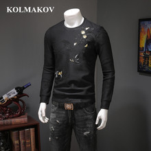 KOLMAKOV New Men' Clothing Men's Black Printed Fleece Pullovers Mens Spring Casual Hoody M-4XL Men O-neck Hoodies Sweatershirts 2024 - buy cheap