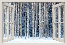3D Наклейка на стену с изображением окна, природы, снежного леса, фоторамки, домашний декор, спальня, гостиная, кухня 2024 - купить недорого