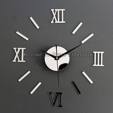 Moderno relógio de parede romano, faça você mesmo, adesivo 3d de efeito espelho para casa, 4 estilos de adesivos de parede 2024 - compre barato