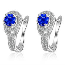 925 Sterling Silver Earrings U shaped stud earrings for women retro hollow blue Cubic Zircon earring female fashion jewelry 2024 - buy cheap