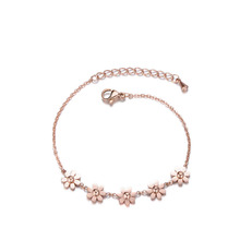 JeeMango Classic Titanium Steel Daisy Charm Bracelets & Bangle For Women Rose Gold Color Chain & Link Bracelet Jewelry B17066 2024 - buy cheap