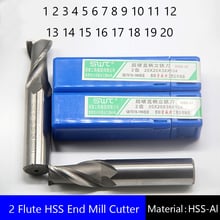 Two 2 Flute HSS End Mill Cutter CNC Bit Milling Cutter 1 2 3 4 5 6 7 8 9 10 11 12 13 14 15 16 17 18 19 20mm 2024 - buy cheap