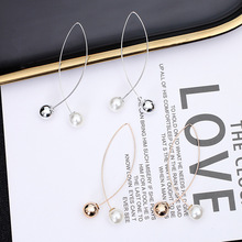 Pendientes largos de perlas en forma de horquilla, aretes de temperamento Simple y generoso, versión coreana de la Nueva joyería, moda creativa 2024 - compra barato