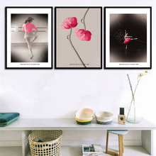 Modern A4 Art Painting Ballet Dancer Girl Wall Pictures Nordic Style Kids Room Decor Pink Red Flower Canvas Posters and Prints 2024 - buy cheap