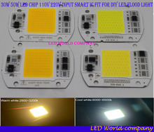 Chip de lâmpada led cob 30w 50w 110v, entrada inteligente driver ic compatível com diy, holofote de holofote de led, branco frio e quente 2024 - compre barato