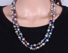 Long Pearl Jewelry 120cm Long Pearl Necklace Gray Color Freshwater Pearl Colorful Crystal Necklace New Free Shipping 2024 - buy cheap