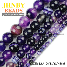 Faça você mesmo pingente de joias 4/6/8/10/12mm jnby laço de violeta natural roxo pedra de onix redonda faixas soltas 2024 - compre barato