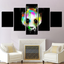 Prints HD Lona Arte Da Parede da Sala Home Decor Pictures 5 Peças de Arte cor panda cabeça Papel De Parede Pinturas Cartazes Quadro 2024 - compre barato