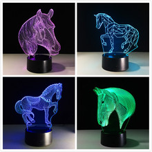 Horse 3D Led Night Lights USB Novelty Gifts 7 Colors Changing Animal LED Desk Table Lamp as Home Decoration Cheap Wholesale 2024 - buy cheap