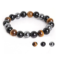 Triple Protection Bracelet Tiger Eye & Hematite Black Agate Bracelet for Women's 10mm Healing Cord Protection Ability 2024 - buy cheap