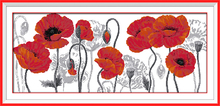 Kit de punto de cruz con flores, lienzo estampado con cuentas, bordado, bordado artesanal, 18CT, 14ct, 11CT 2024 - compra barato