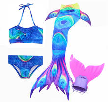 4PCS/Set Girls Kids Ariel Fairy Mermaid Swimsuit Swimmable Mermaid Tail for Swimming Mermaid Tails With Monofin Cosplay Costume 2024 - buy cheap