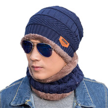 Unisex Chapéus de Inverno Quente Forro Polar Neck Warmer Anel Scarf E malha Beanie Chapéus Para Mulheres Dos Homens Chapéu Gorro Gorro E Cachecol conjunto 2024 - compre barato