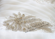 Hot Sale 1 Piece Clear Crystal Rhinestone Bridal Headband Material Beaded Applique Patch 2024 - buy cheap