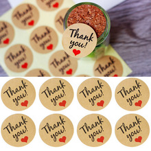 60Pcs Thank You Heart Round kraft paper Seal sticker self-adhesive label tags For Candy Boxes DIY Handmade Gift baking products 2024 - buy cheap