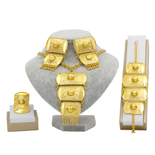 Conjunto de joias de ouro estilo dubai, joias femininas de luxo, casamento, pingente, colar, pulseira, brincos, joia 2024 - compre barato