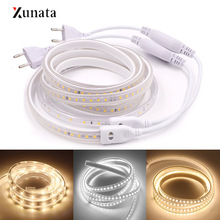 220V SMD 2835 LED Strip High Brightness Warm / White 60LEDs/m 120LEDs/m Ribbon Tape Flexible EU Plug LED Strip Waterproof Light 2024 - buy cheap
