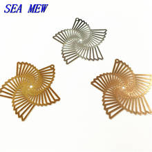 SEA MEW 20PCS 35mm Fashion Metal Copper Gold/Silver Color Filigree Hollow Out Pendant Connectors For Jewelry Making 2024 - buy cheap