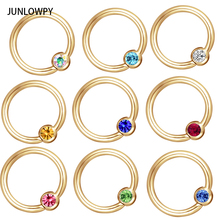 JUNLOWPY-Piercing para nariz, cristal inoxidable, aro cautivo, segmento de tabique, cejas, labios, anillos, Tragus, círculo, bisutería nariz cuerpo 2024 - compra barato