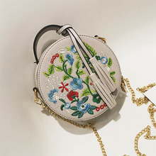 Women Embroidery Flower Round Handbag PU Leather Tassel Shoulder Bag Chain Crossbody Bag Best Sale-WT 2024 - buy cheap