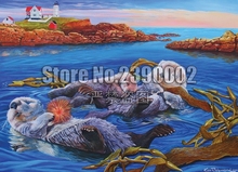 Diy 5d pintura diamante mar lontra família animais do bebê ponto cruz diamante bordado decoração mosaico casa presentes 2024 - compre barato