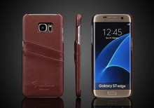 Чехол-накладка для Samsung Galaxy S7 Edge, из 100% натуральной кожи, с отделениями для карт 2024 - купить недорого