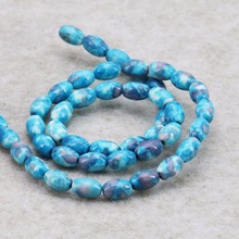 Special Multicolor Blue Rice Bucket Loose DIY Beads Semi-precious Riverstones Rain Flower Rainbow Stone New Jewelry making 6x8mm 2024 - buy cheap
