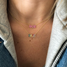Женское ожерелье с подвеской, разноцветное ожерелье с кубическим цирконием, буквами babe, 2019 2024 - купить недорого