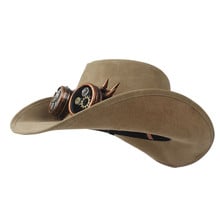 Мужские ковбойские шапки в стиле стимпанк, из 100% кожи, размеры 58-59 см 2024 - купить недорого
