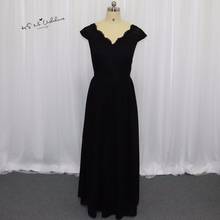 Vestido de Festa Longo Black Lace Wedding Party Dress Cap Sleeve Bridesmaid Dresses Long V Neck Floor Length 2017 High Quality 2024 - buy cheap